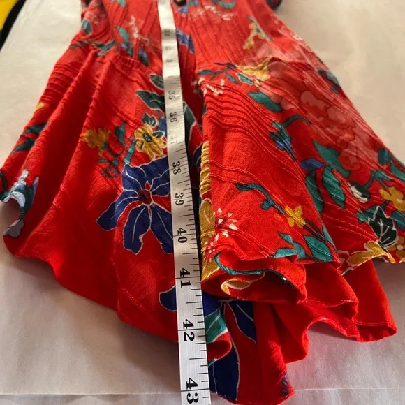 Anthropologie Red Floral Boswell Midi Dress 8